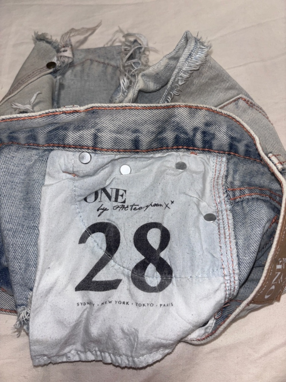 Y2K One Teaspoon Romeos Denim Cutoff Shorts streetwear grunge boho 28 light wash - Picture 8 of 12